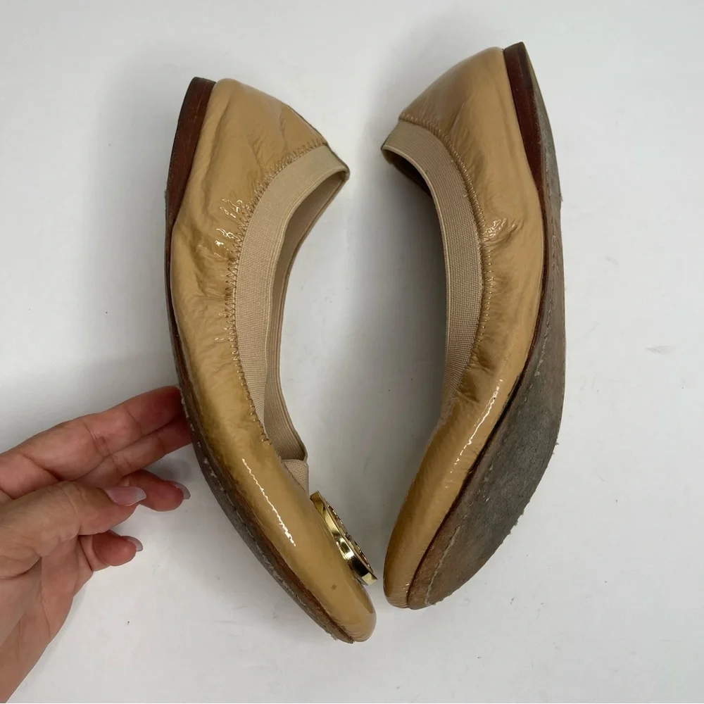 TORY BURCH Caroline Elastic Patent Leather Ballet Ballerina Flats Size 7